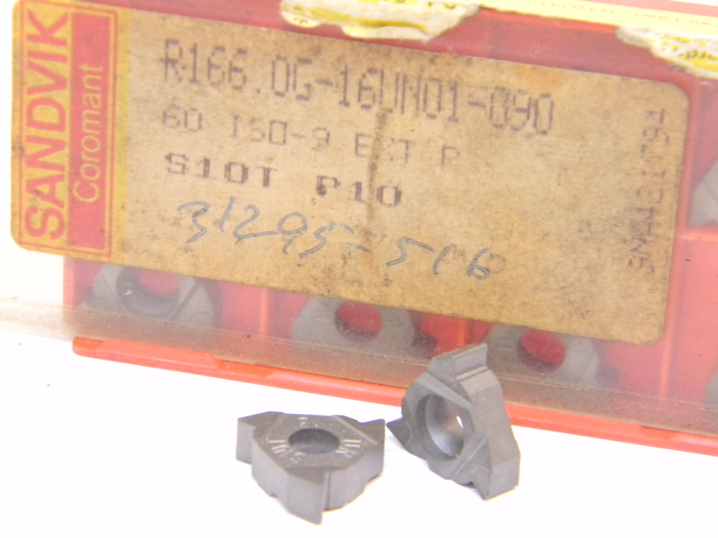 NEW SURPLUS 10PCS. SANDVIK R166.0G-16UN01-090 GRADE: S10T CARBIDE ...