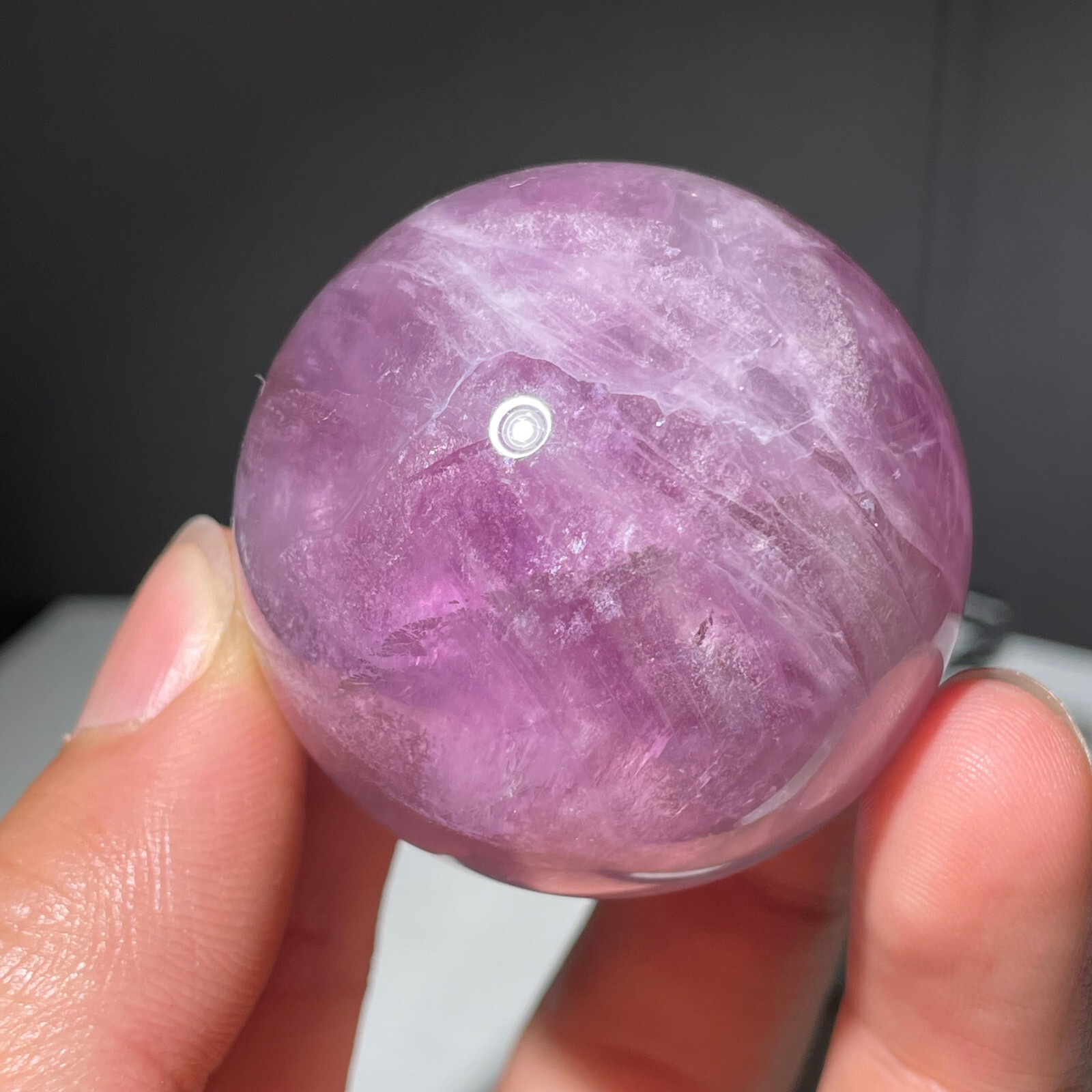 179g Natural Fluorite Quartz Crystal Sphere for Energy Healing Reiki Decor