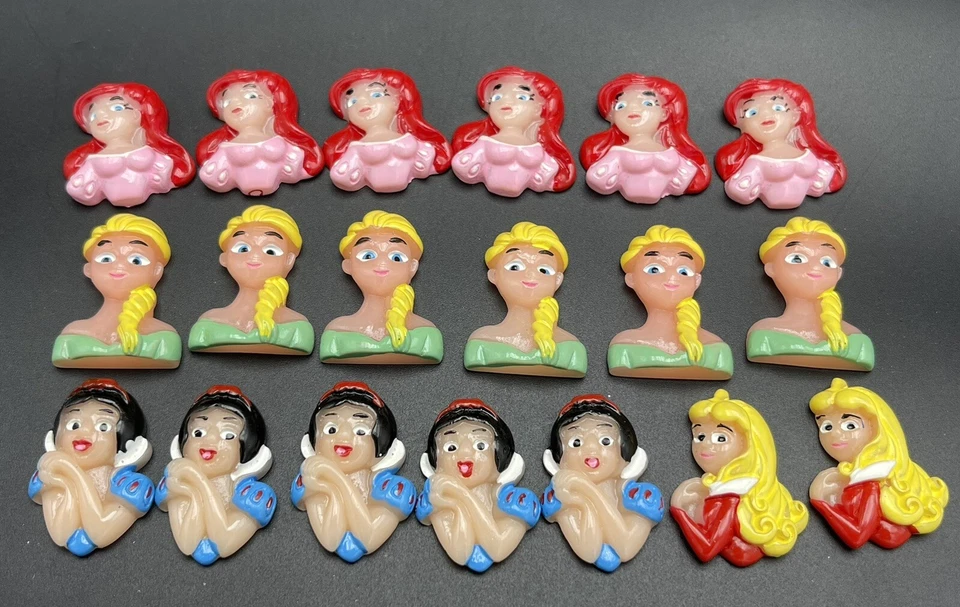 19 piezas adornos artesanales de moño de cabello cabujón de resina con respaldo plano de princesa Disney Foto 2 de 4