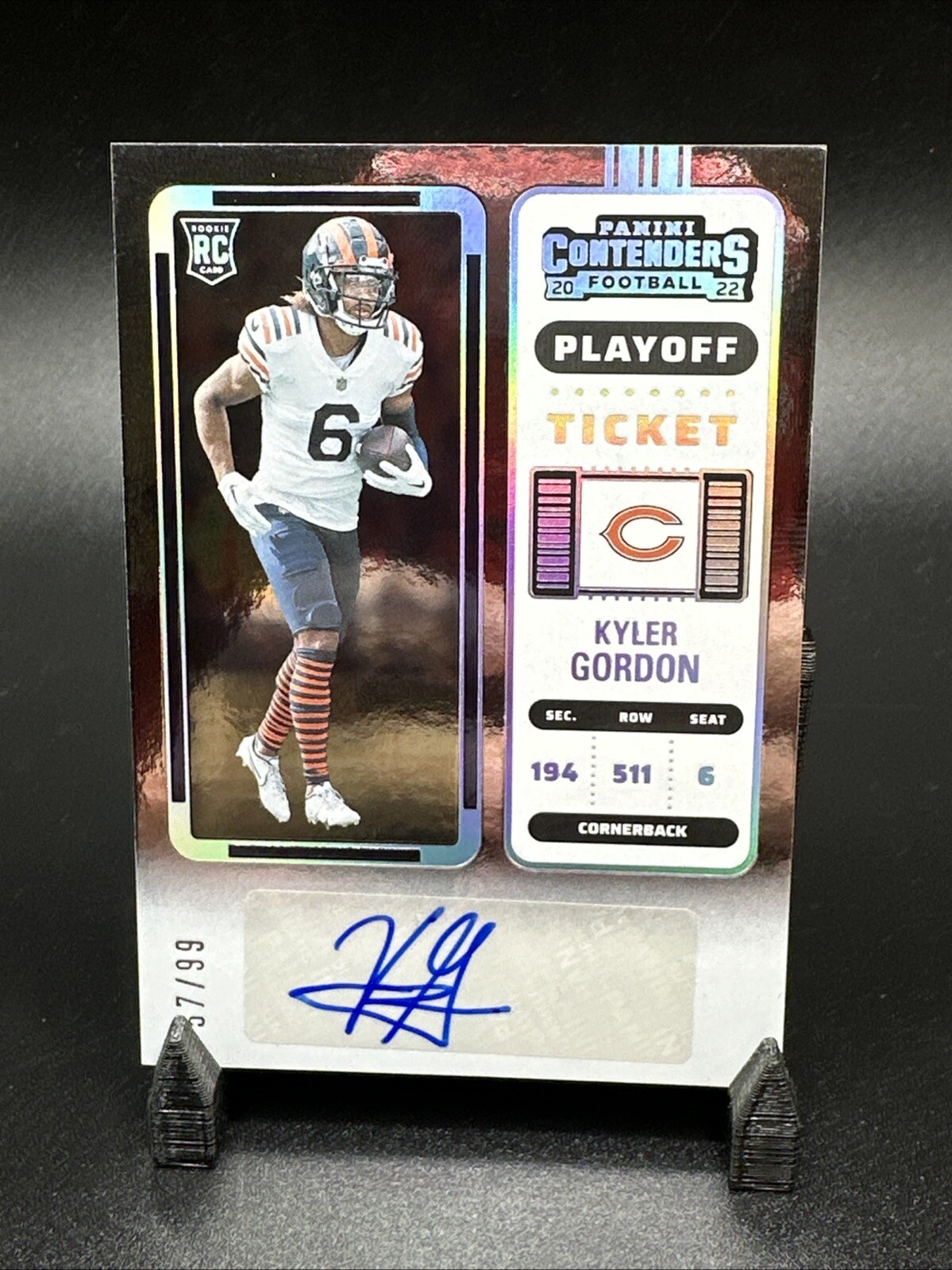 2022 Contenders - KYLER GORDON - Playoff Ticket /99 - Rookie RC Auto - Bears
