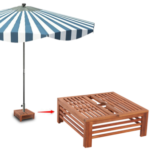 Wooden Parasol Base Umbrella Cover Stand Holder Garden Wood Small Low Side Table Ebay