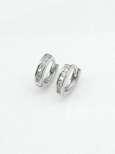 40ct Round Cut Lab Grown Diamond Huggie Hoop Earrings 14K White Gold Plated IGI - Picture 3 of 10