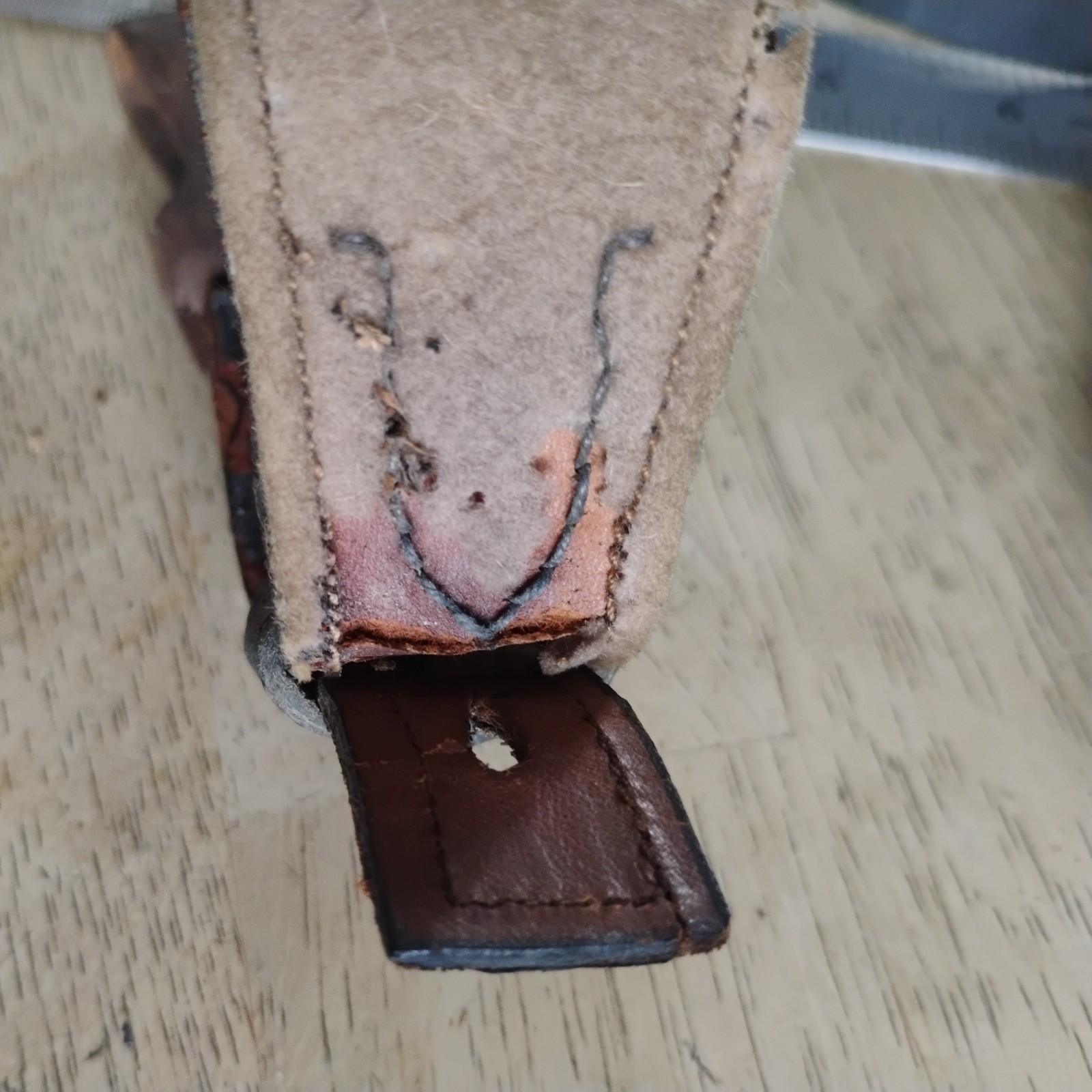 GERMAN SWORD HANGER NEEDS TLC! WWI WWII PEBBLED LEATHER RARE TYPE TWO CLIPS