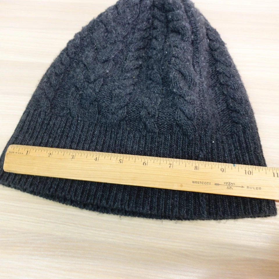 Gorro Ralph Lauren Cachemira Negro Carbón Grueso Tejido Apres Esquí Lujo M L Foto 4 de 4