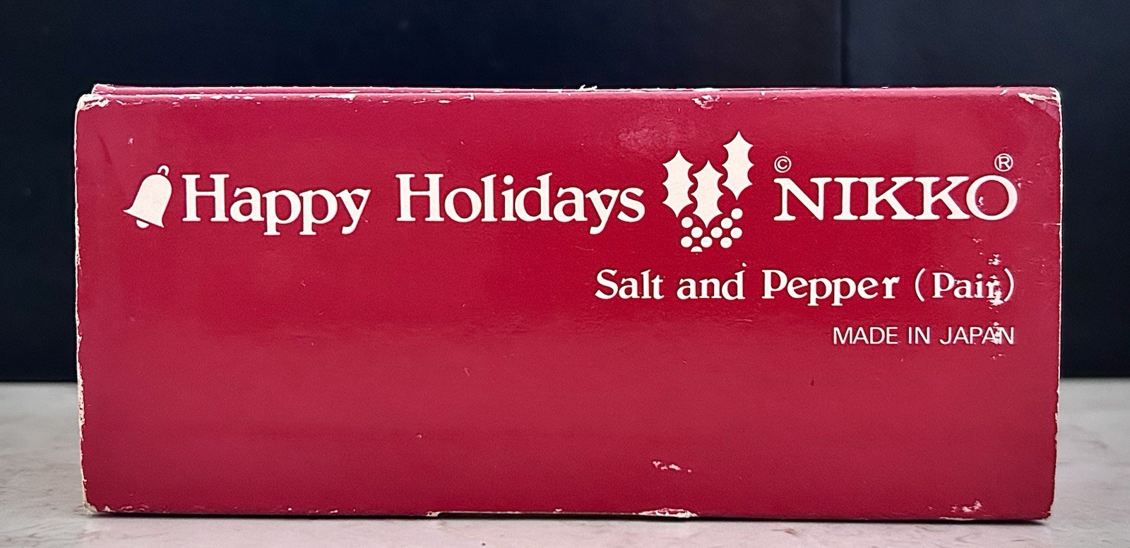 Nikko Japan Happy Holidays Porcelain Salt & Pepper Shakers Holly Design! READ!