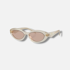 Prada Ivory PR 26ZS Beveled Acetate  Plastic Oval Sunglasses 55-16-145