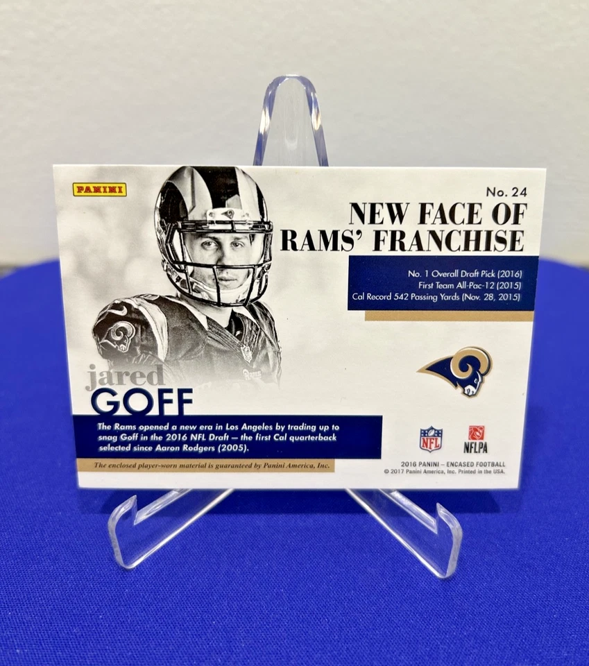 2016 Jared Goff Panini Encased RC Player Worn patch Super Rare /49 Lions - Image 2 of 2