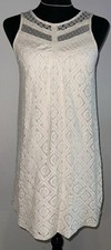 Xhilaration XS White Lace Shift Dress Round Neck Sleeveless Short Pullover