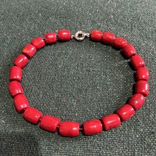 Vintage Extra Large/chunky Genuine Bright Red Coral Statement Necklace WOW!!!