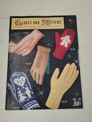 Vintage Crochet and Knit Patterns Booklet 1953 Glover Mittens Winterwear