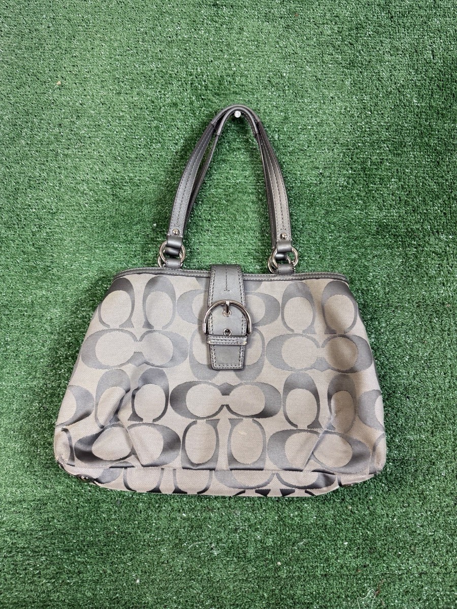 Coach Soho Signature Carryall Gray E1282-F19253 Purse Leather Trim