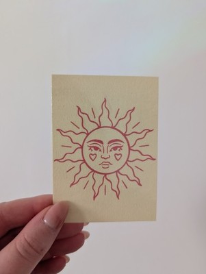 ACEO Original Gemälde / Sun Trad Traditional Tattoo Hexe Laune / 2,5x3,5''
