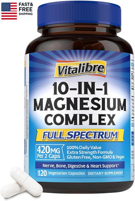 10 in 1 Magnesium Complex, 420Mg Elemental Magnesium | Ultra Strength, Max Absor