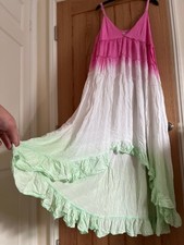New Collection Pink, White, Green Ombre Long Tiered Sun Dress, approx 12-14