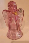 Vintage Fenton Pink Iridescent Carnival Glass  Praying Angel Gold Butterfly