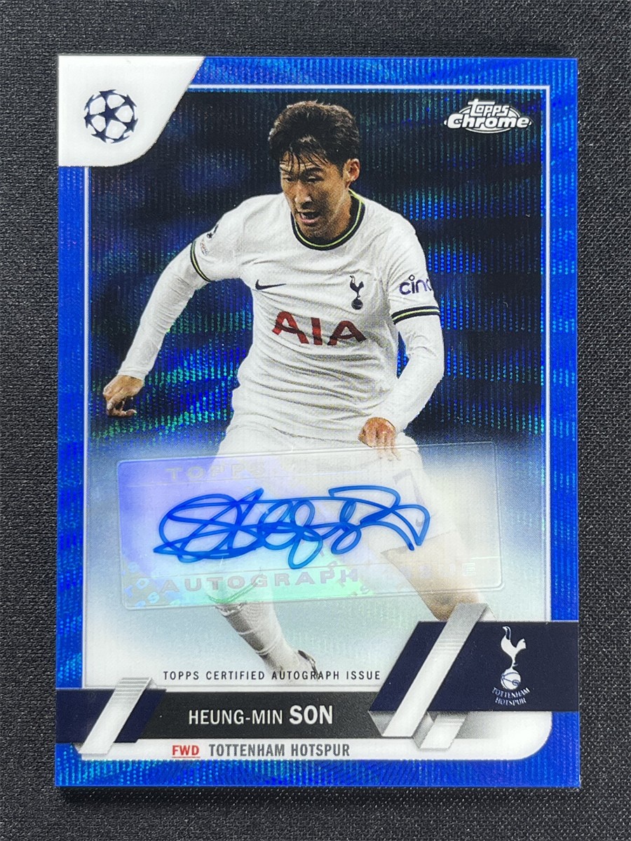 2022-23 Topps Chrome UEFA Heung-Min Son #CA-HS Blue Wave Autographs Auto /75