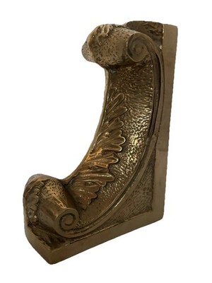 Vintage Single Brass Bookend Or Doorstop Andrea By Sadek Ornate Acanthus Leaf