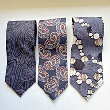 3-Tie Bundle   Bold Retro Paisley  Geometric Prints    100 Silk  Labels