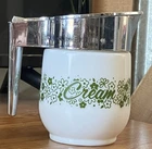 Vintage Gemco Spring Blossom Milk Glass Syrup Creamer Dispenser 1970s Chrome