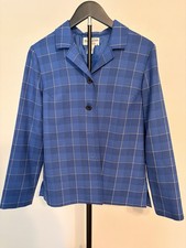 Pendleton Women's Blue Plaid 100 Virgin Wool Lined Button Blazer Jacket 8
