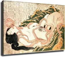 Katsushika Hokusai Painting Fisherman'S Wife Dream Oil Painting Poster Wall Art