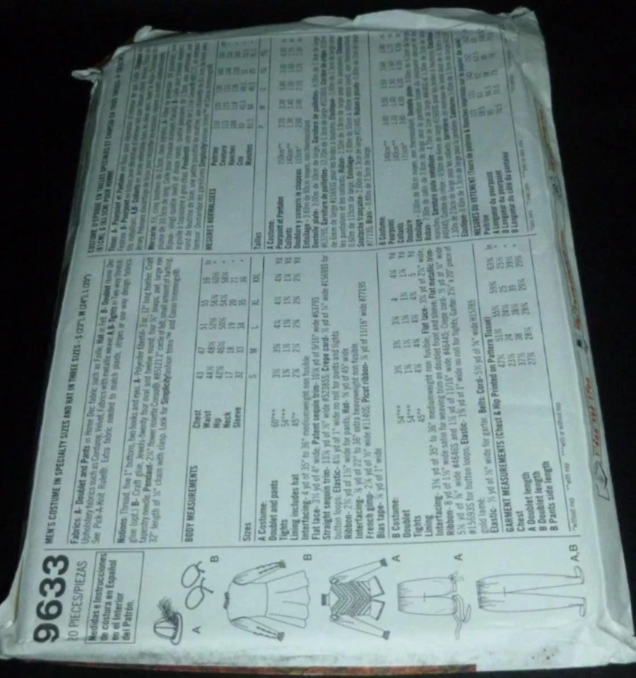 Renaissance King Henry 8th Tudor Elizabethan 9633 Costume Sewing Pattern 55-59 - Image 2 of 3