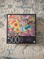 Garden Collage Flower Seeds Foil 500 pc Jigsaw Puzzle 24" X 18" Milton Bradley