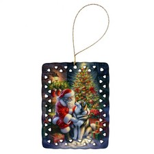 Alaskan Malamute and Santa Claus Christmas Porcelain Ornament DAC4057CO2