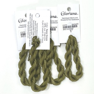 Gloriana 12 ply Silk floss thread cross stitch ndlpnt 4 skeins Sassy Green #275