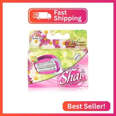 Dorco Shai 6 Blade Razor Cartridges Only - 4 Cartridges, Premium Precision Blade