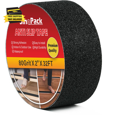 Anti-Slip Tape 2'' X 32FT, Skateboard Grip Tape,Friction Tape,Black Grip,Abrasive
