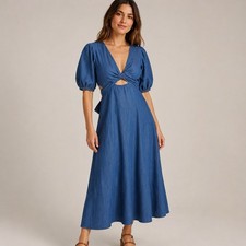 Old Navy Fit & Flare Twist-Front Maxi Dress M Coastal Cowgirl Boho Cottagecore