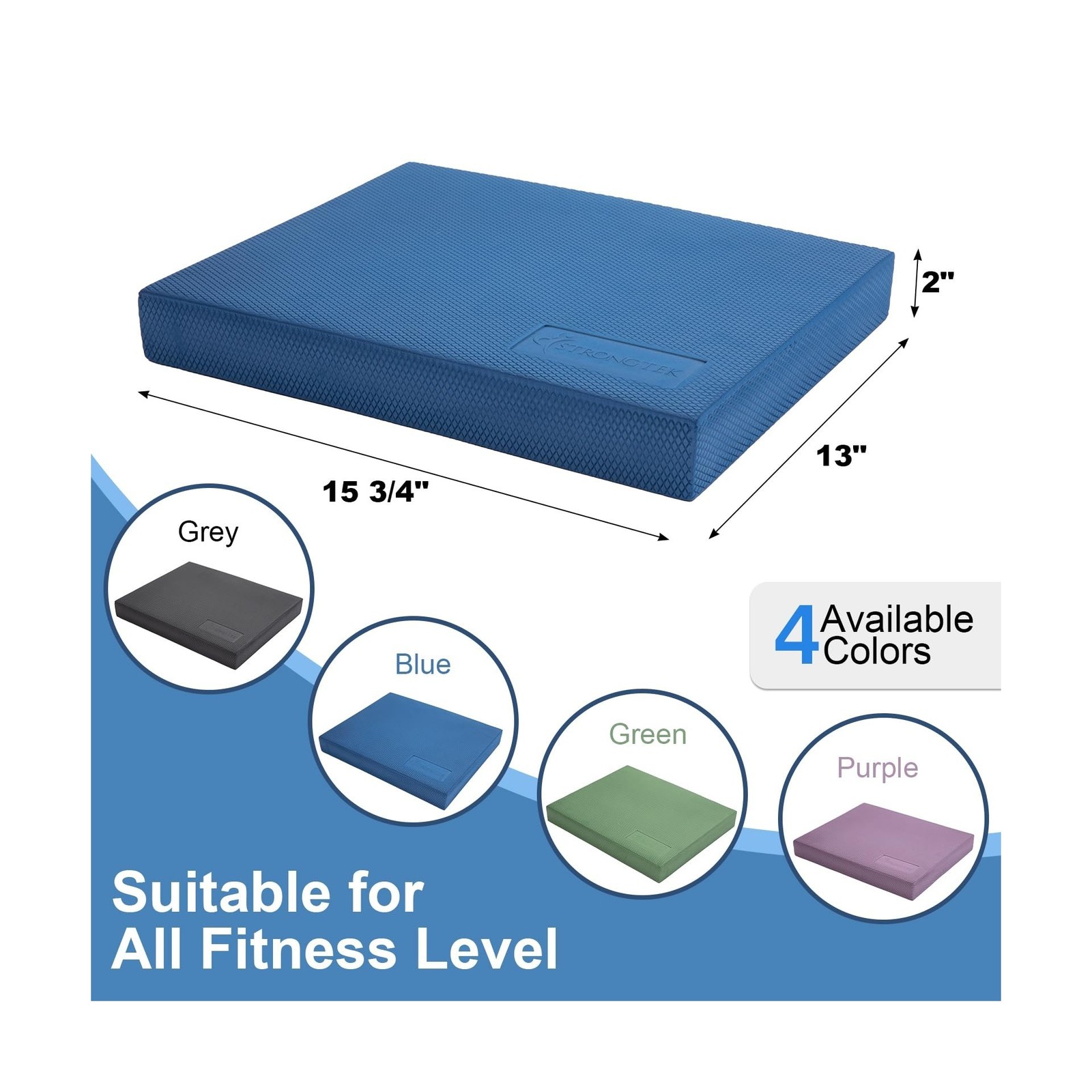 StrongTek Professional Foam Exercise Balance Pad - 15.8" x 13" x 2", High-Den... thumbnail 2