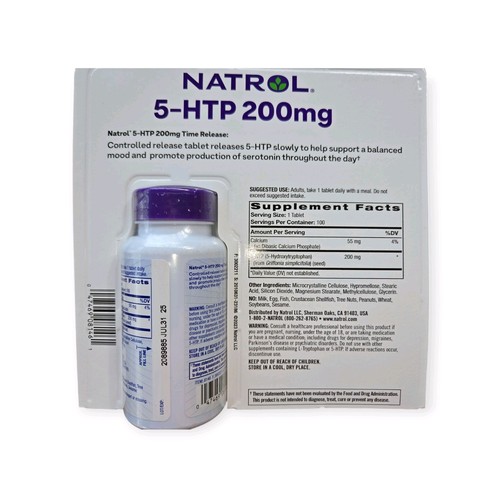 (2) Natrol 5-HTP Stimmung + Stress Time Release 200 mg - 100 Tabletten - Ablaufdatum Juli 2025 - Bild 2 von 3