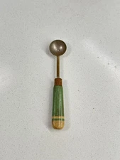 Vintage green striped wood handle primitive melon baller