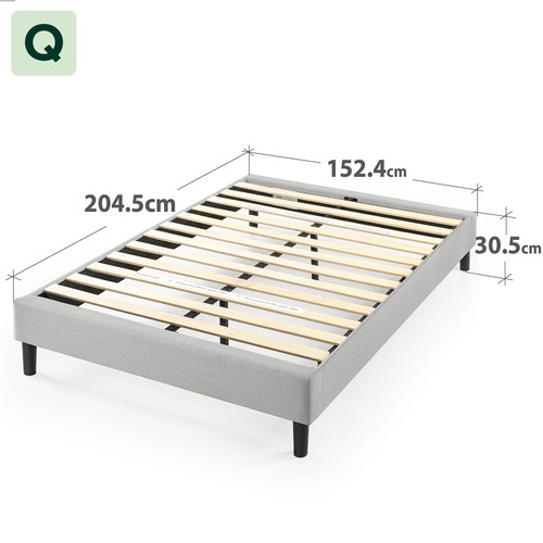 Zinus Fabric Bed Base Upholstered Bed Frame Light Grey Queen Single - Picture 10 of 28
