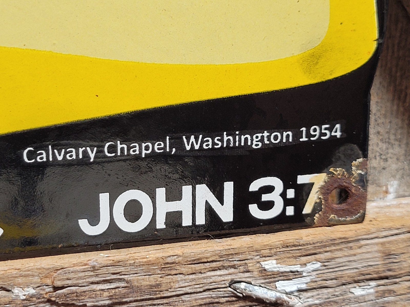 VINTAGE CHURCH PORCELAIN SIGN 1954 CHRISTIAN SEEK THE LORD BIBLE GOD RELIGION