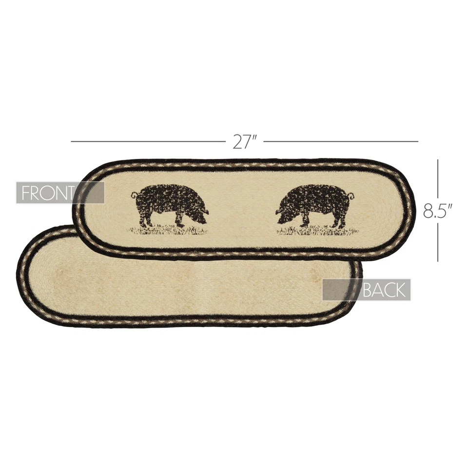 Aserradero de peldaño de escalera molino carbón yute granja 8,5x27 piso ovalado de cerdo marcas VHC Foto 2 de 4