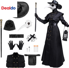 Plague Doctor Halloween Costume Adult Men White,8 Pcs Plague Doctor Outfit with
