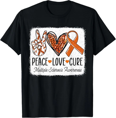 2025/Peace Love Cure Warrior Multiple Sclerosis Awareness Unisex T-Shirt - Picture 1 of 1