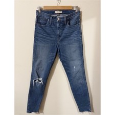Madewell 10" High Rise Skinny Distressed Raw Hem Jeans Size 28 Womens