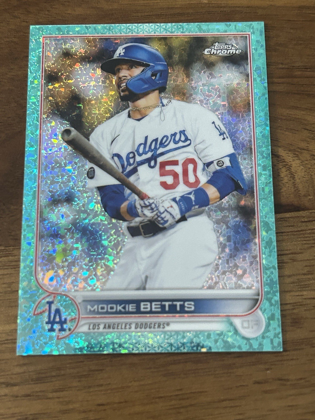 2022 Topps Chrome - Mookie Betts #100 Aqua Mini-Diamond Refractor /199 Dodgers