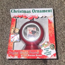 Digital USB Photo Frame Christmas Ornament - Holds 100 Photos - Stands or Hangs