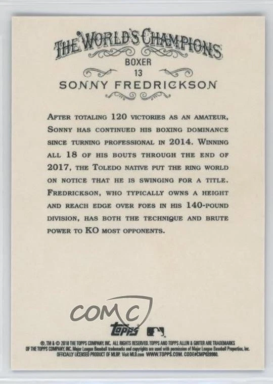 2018 Topps Allen & Ginter's X Sonny Fredrickson #13 Rookie RC - Image 2 of 2