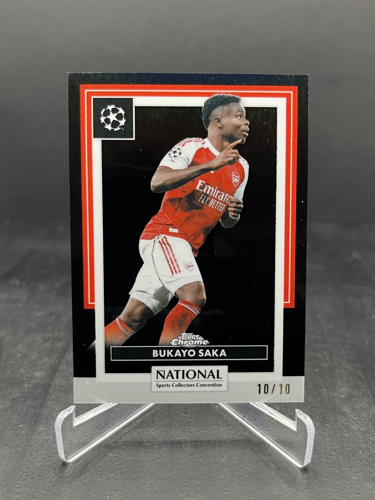 2026 Topps Chrome NSCC Bukayo Saka UEFA Black Refractor 10/10 #SC-05 Bookend view 3