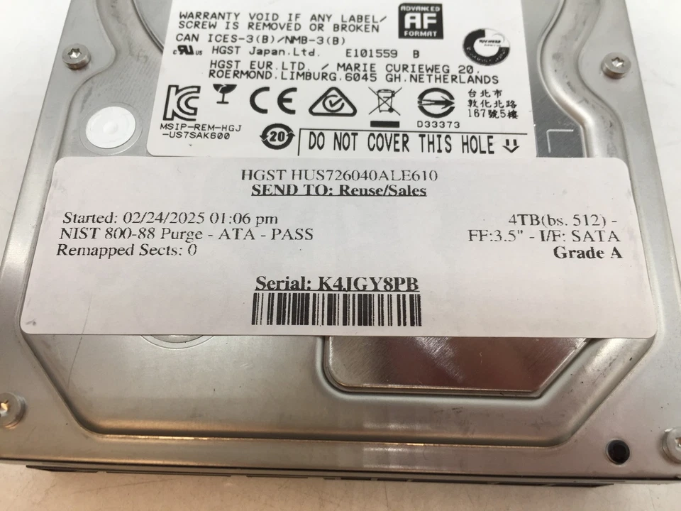 HGST HUS726040ALE610 4TB 7200RPM 6Gbps 3.5" SATA Hard Drive Grade A FREE S/H - Image 4 of 4