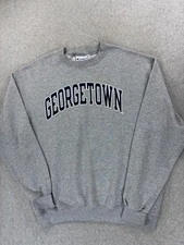 Georgetown Hoyas Champion Screened Campus Crew Sweatshirt (Men's Large) Gray