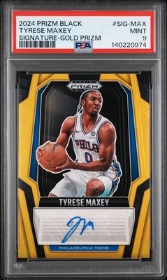 2024 PANINI PRIZM BLACK SIGNATURES GOLD PRIZM #SIG-MAX TYRESE MAXEY 5/10 PSA 9