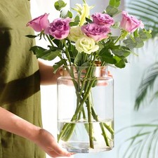 Clear Vases for Centerpieces, 9 Inch Large Glass Vase for Bouquet, Glasses Home