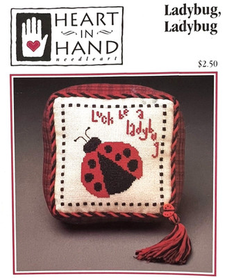 Heart in Hand LADYBUG, LADYBUG Cross Stitch Chart Leaflet Only primitive sampler